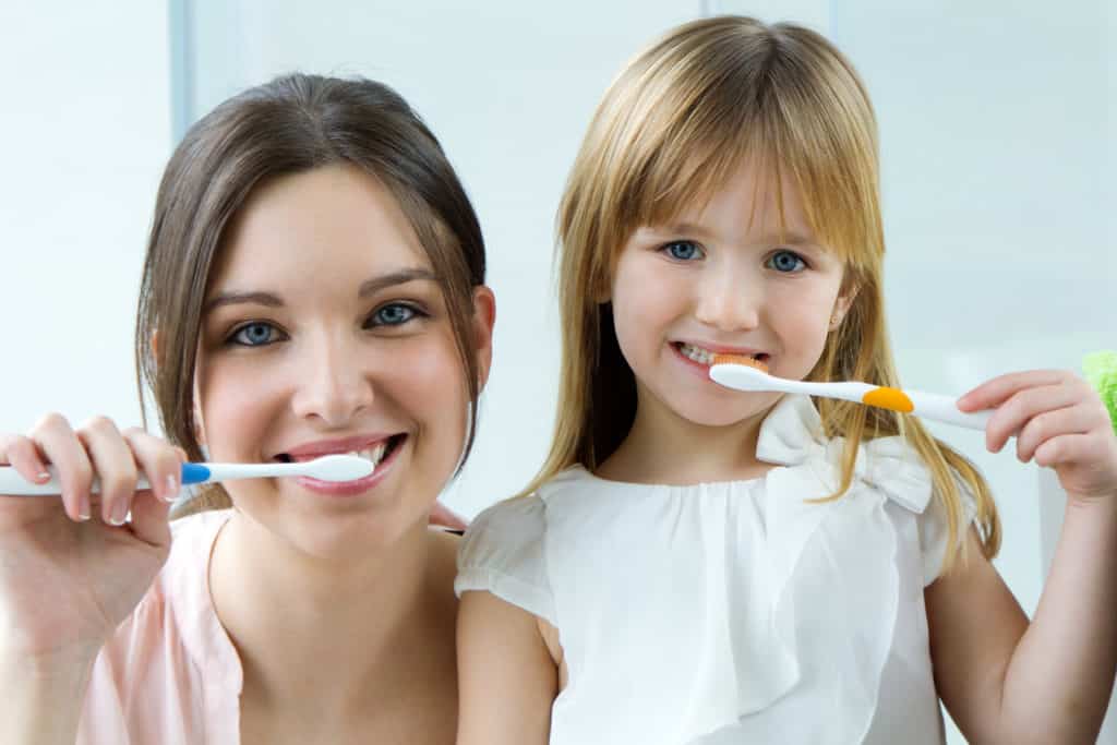 Brushing her teeth